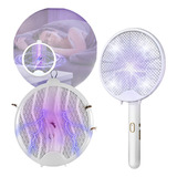 Raquete Mata Mosquito Pernilongo Uv Elétrica Recarregavel Cor Branco 110v 220v