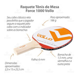 Raquete Ping Pong Vollo Force 1000 Clássica Tênis De Mesa Cor Madeira Tipo De Cabo St  reto 