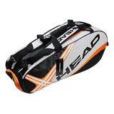 Raqueteira Head Djokovic Core 6r Combi Preta laranja Tênis