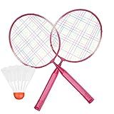 Raquetes De Badminton Para Crianças  2 Cores  Raquete De Badminton De Liga De Nylon Durável Para Crianças Prática De Treinamento Inclui Bola  Vermelha 