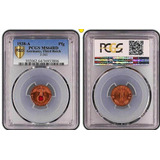 Rara Moeda Alemã 1938 1 Pfennig Bronze Brilhante Pcgs Ms 64