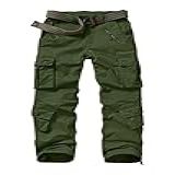 Raroauf Calça Cargo Feminina De Algodão Casual Militar De Combate E Trabalho Capri Com 8 Bolsos Verde Militar 11