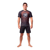 Rash Guard Comp 20 Marrom Jiu Jitsu Bjj Mma No Gi