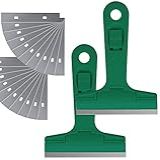Raspador De Vidro Industrial De 14 Cm Raspador De Lâmina De Barbear Em Forma De T Raspador De Lâmina Com 20 Lâminas Faca De Raspagem De Aço Para Fogão De Janela Para Brisa Aquário Azulejo Assoalho Limpeza De Parede Verde 