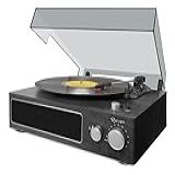 Raveo Vitrola Studio Black Com Toca-discos- Rádio FM- USB- Saída Auxiliar E Fone De Ouvido E Tecnologia De Conexão Bluetooth- Cor- PRETO
