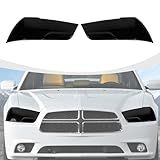 RAZPOY Para Capa De Farol De Carregador Capas De Proteção De Lâmpada Dianteiras Fumadas Compatíveis Com Acessórios Externos Do Carregador Dodge Charger 2011 2014 ABS Preto Fumê