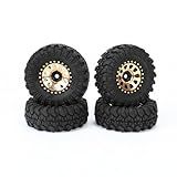 RCAWD 1-0- Brass Weights Wheels Tires Set- Beadlock 7mm Hex RC Crawler Wheels For 1-24 1-18 TRX4M SCX24 FCX24 FCX18 AX24 HobbyPlus CR18P FMS Upgrades Parts 63g-4pcs-55 - 20mm