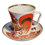 Rdf02403 Lomonosov Xicara Antiga Galo Porcelana Russa