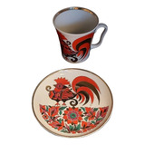 Rdf02405 Lomonosov Xícara Antiga Galo Porcelana Russa