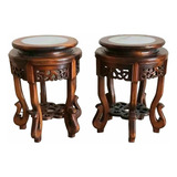 Rdf04351 Par De Banquetas Chinesas Antigas Em Madeira