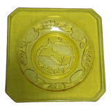 Rdf06301 Bagley Glass Prato Inglês Antigo Com Peixes