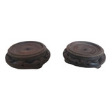 Rdf06835 Par Bases Antigas Chinesas Madeira Vaso 05cm