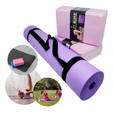 Rdj Yoga pilates Cor Lilás rosa Kit Yoga Pilates Tapete Esteira Colchonete Com 2 Blocos Yoga