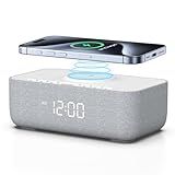 Reacher Despertador Com Máquina De Som Com Estação De Carregamento Sem Fio Convexa Alto Falantes Duplos 20 Sons Suaves Carregamento Rápido Sem Fio De 15 W Temporizador De Sono Máquina De Ruído