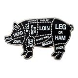 Real Sic Broche De Esmalte Pig Butcher Cuts - Broche De Lapela Com Diagrama De Carne De Porco Para Chapéus, Jaquetas, Aventais, Mochilas E Bolsas, Metal Liga De Aço, Esmalte
