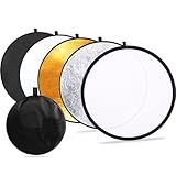 Rebatedor Refletor Fotográfico 5x1 60cm Difusor De Luz Circular 5 Em 1 60 Centímetros Para Fotógrafos Branco Preto Translúcido Dourado E Prata 5x160cm ITWO