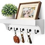 Rebee Vision Suporte De Chave E Correio Para Parede Com Prateleira Flutuante Organizador Decorativo Para Pendurar Com 5 Ganchos De Chaves Resistentes E Suporte Para Chaves De Parede Decoração De