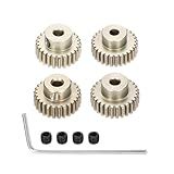 Rebower Conjunto De 4 Peças De Engrenagem De Pinhão 48P 25T 26T 27T 28T Para Eixo De 3 175 Mm Pinhão De Liga De Alumínio Com Parafusos E Chave Hexagonal Para Motor RC
