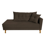 Recamier Azura 160cm Com Almofada Lado Esquerdo Suede Marrom