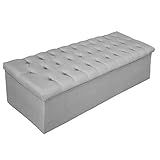 Recamier Baú Estofada Mel 140 Cm Casal Com Capitonê Suede Cinza ADJ Decor