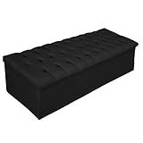 Recamier Baú Estofada Mel 195 Cm King Size Com Capitonê Suede Preto ADJ Decor