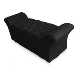 Recamier Baú Estofado Capitonê Casal 140 Veneza Corino Preto