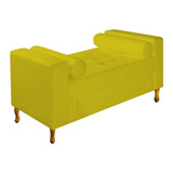 Recamier Divã Sofá 2 Lugares Félix Baú 120cm Suede Vermelho Recepção Sala De Estar Quarto Luxo Capitonê Ds Decor