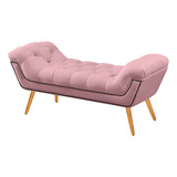 Recamier Estofada Casal King Size Ayla Veludo Rosa Bebê