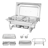 Rechaud Duplo Retangular Em Inox 2 Cubas 1 2 9 5 L A Álcool
