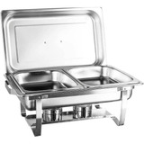 Rechaud Duplo Retangular Inox 2 Cubas 1 2 9 5 L A Álcool