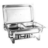 Rechaud Duplo Retangular Inox 2 Cubas 1 2 9 5 L A Álcool