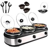 Rechaud Elétrico Triplo Com 3 Panelas Buffet Slow Cooker 220V