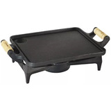 Réchaud Ferro Alça Madeira 1 Chama Chapa Lisa 30x25 Santana