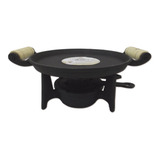 Rechaud Ferro Fundido C Chapa Redonda 22cm C Alça Madeira