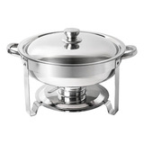 Rechaud Inox Redondo 4 Litros Banho Maria Aquecedor Em Gel Revomax