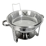 Rechaud Redondo 4 Lts Aço Inox Tampa Vidro Alta Durabilidade