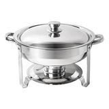Rechaud Redondo 4l Inox Com Cuba Comida Água E Tampa