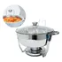 Rechaud Redondo 5 Litros Aço Inox Banho Maria Buffet Com Tampa Vidro Temperado Fogareiro Acendedor Cor Prata Brinovar