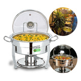 Rechaud Redondo De Aço Inox Brinox 5 Litros Banho Maria