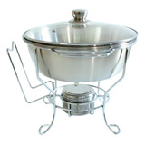Rechaud Redondo Inox 3 5l Banho Maria Suporte Tampa Festa
