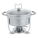 Rechaud Rendondo Em Aço Inox Tramontina Banho Maria Com Suporte Para Tampa E Fogareiro 7l