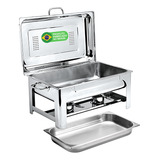 Rechaud Retangular 7 8litros Aço Inox Tampa Basculante 1cuba