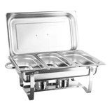 Rechaud Retangular 9 L Com 3 Cubas 1 3 Banho Maria Self Service Buffet Brinovar