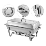 Rechaud Retangular Aço Inox 9 Litros Com 1 Cuba Banho Maria Buffet Fogareiro Álcool Gel Brinovar