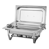 Rechaud Retangular Aço Inox 9 Litros Com 1 Cuba Banho Maria