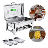 Rechaud Retangular De Aço Inox 3 Cubas 1 3x65mm 7 41 Litros