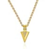 Redacali Cordão De Aço Inoxidável Fino De 3 Mm Com Corrente De Ouro Prata Para Homens- Colar De Corrente Torcida Para Mulheres- Colar De Joias Com Pingente De Flecha- Aço Inoxidável- Aço Inoxidável