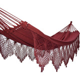Rede De Dormir Descanso Casal Luxuosa Gigante Resistente Cor Vinho