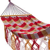 Rede De Dormir Descanso Com Madeira Casal Americana Grande Cor Tricolor