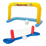 Rede De Volei E Trave Futebol Polo Inflável Piscina Bestway